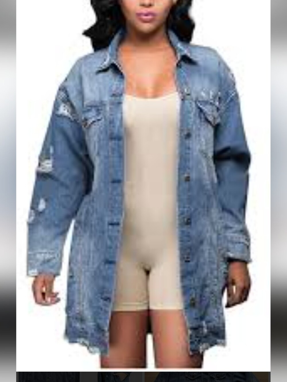 Hwy Jeans Long Distressed Jacket 3X (1st Pic For Style),  Pale Blue.